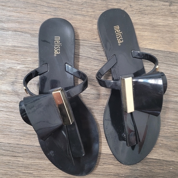 Melissa black big bow sandals size 5 - Picture 2 of 6